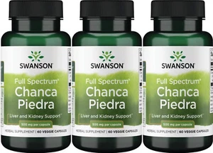 3X Swanson Chanca Piedra Phyllanthus Niruri 500 mg 3X 60 Veg Caps Kidney Liver - Picture 1 of 1