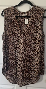41 Hawthorn Blouse Woman Size L Leopard Animal Print V Neck Hi/Lo Hem Tank Top - Picture 1 of 6
