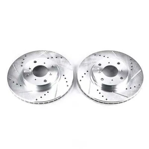 Disc Brake Rotor Set-Front Drilled, Slotted and Zinc Plated Brake Rotor Pair - Picture 1 of 4