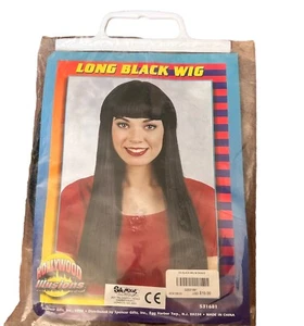 vtg hollywood illusions spencer gifts 1998 long black wig halloween 531681 - Picture 1 of 6