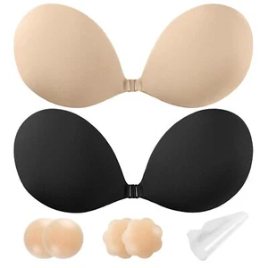 Sticky Bra - Strapless Bra for Women 2 Pair Backless Bra Reusable Adhesive Br... - Picture 1 of 7