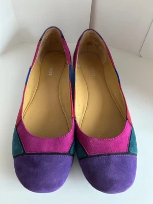 Planos planos de gamuza Nine West vintage tono joya púrpura rosa azul azulado para mujer talla 8M Foto 1 de 4