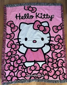 Hello Kitty More Bows Sanrio Kids Jacquard Throw Blanket - 46 x 60 in NWOT - Picture 1 of 4