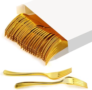 35Pcs Gold Plastic Forks, Solid and Durable Gold Forks, Premium Disposable Forks - Picture 1 of 8