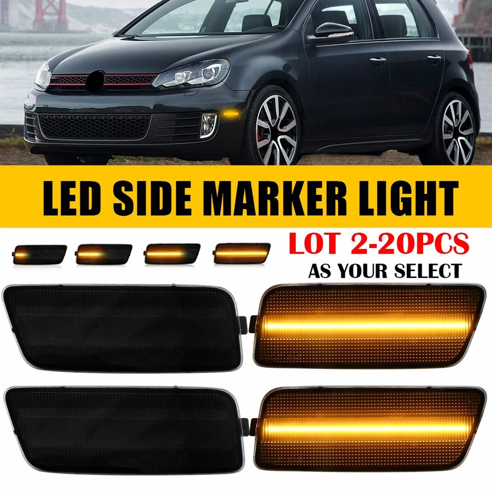 2-20X For 2010-14 VW Volkswagen MK6 Golf/GTI Side Marker Amber LED Signal Lights - Image 1 of 4
