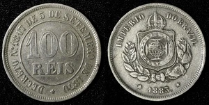 Brasilien Pedro II 1883 100 Reis Rio de Janeiro ss KM# 477 (28 357) - Bild 1 von 3