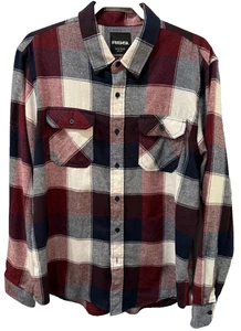 RSQ Long-Sleeve Red Plaid Cotton Blend Soft Plaid Flannel Button-Up Shirt Men's - Picture 1 of 19