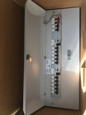 MK Honeywell 21 Way Populated White Metal Consumer Unit Fuse Board 12 MCB Loaded - Image 1 of 4