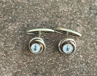 Abotoaduras vintage banhadas a ouro 875 EUA strass PRATA DA RÚSSIA - Imagem 1 de 4