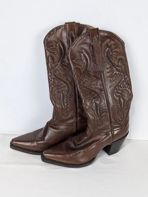 Botas de Vaquero Dan Post Mujer Bordadas Talla 7 Cuero Marrón Punta Punta Foto 1 de 4