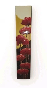 Ceramic Wall Art Tile Panel Red Poppies Flowers Long Thin Yellow - Picture 1 of 19