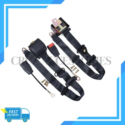 For all Chevrolet Car Seat Belt Adjustable 3 point Seat Belts Black - Image 1 of 4