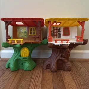 Vintage 1974 Hasbro Weebles WINNIE THE POOH Hunny Tree House + TARZAN Jungle Hut - Picture 1 of 17