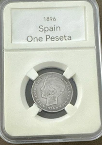 Spain  1896 Peseta 25c AU - Picture 1 of 2