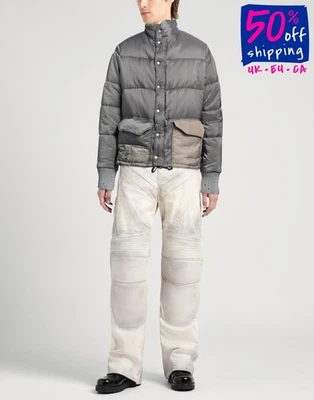 RRP€3852 GREG LAUREN Destroyed Puffer Jacket Size 2 M Grey Made in USA - Image 1 of 4