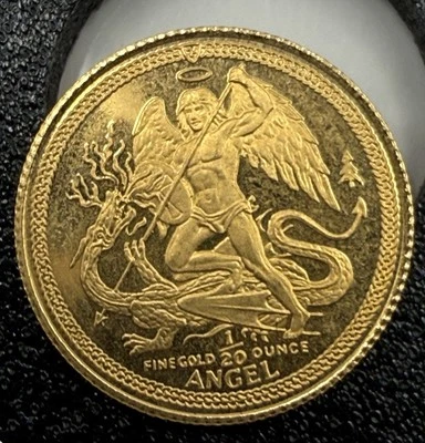 1986 Isle Of Man 1/20 Oz Gold Proof Christmas Angel Coin • Pobjoy Mint COA • UNC - Image 1 of 4