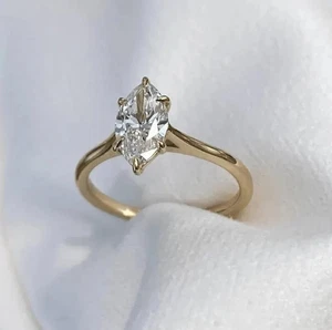 1.50CT Marquise Cut Moissanite Solitaire Engagement Ring, Anniversary Gift - Picture 1 of 10