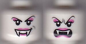LEGO - Minifig, Head Dual Sided with Fangs - (Lady Vampyre) Glow in Dark 