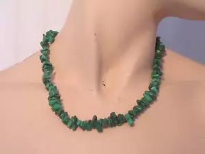 Malachite Green Stone Strand Necklace 17 inches - Picture 1 of 3