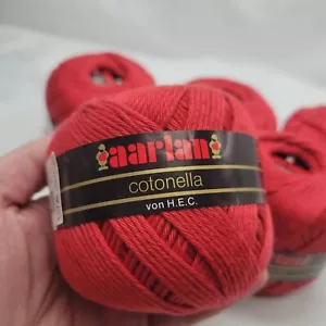 Aarlan Cotonella 100% Mercerized Cotton Yarn 50G Skeins Bright Red Lot Of 5 Made - Picture 1 of 11
