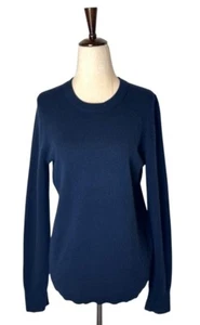 Theory Sweater Women Medium Navy Blue Knit Cashmere Crew Neck Pullover Preppy - Picture 1 of 9
