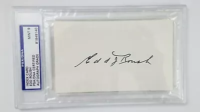 Edd Roush Signed Autograph Auto Index Card PSA/DNA Slab Reds Giants HOF MINT 9 - Image 1 of 2