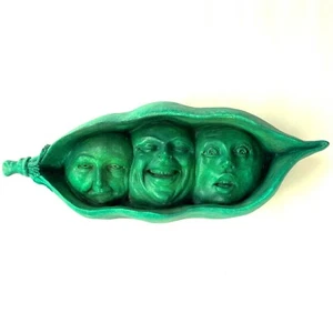 Cute Vegetable Sculpture, Handmade Peas in a Pod, Collectible Home & Garden Art - Picture 1 of 12
