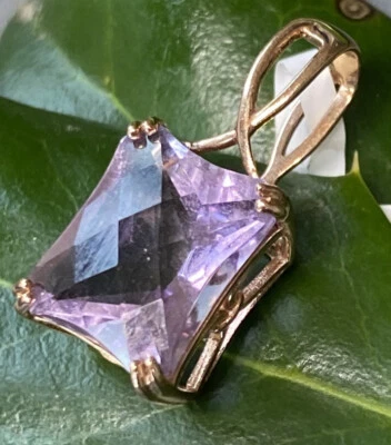Vintage Amethyst Pendant Estate Fine Jewelry Pre-Owned 10K Gold Signed CID - Image 1 of 4