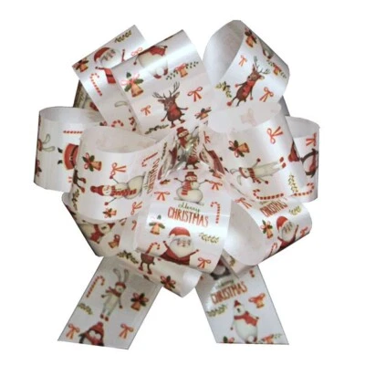 HAMPABOX 10 x Santa Snowman Reindeer Pull Bows - Christmas Xmas Gift Basket Hamper Ribbon
