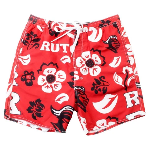 Men's Rutgers University Swim Trunks Floral Swim Shorts Cover
