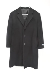 Perry Ellis Portfolio Mens Black Trench Coat Black Softshell Buttons Size 44 - Picture 1 of 6