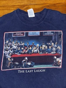 New England Patriots Super Bowl The Last Laugh T-Shirt Mens Medium Blue Funny - Picture 1 of 5