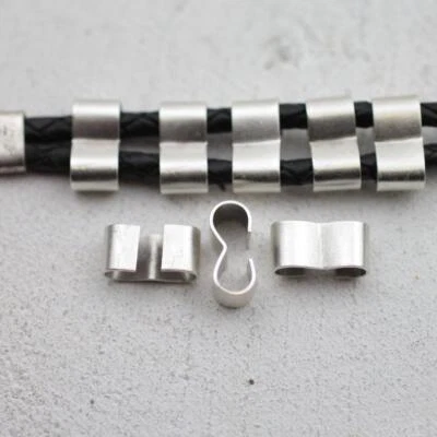 10 Metallklemmen Schiebeperlen f. Leder, Bänder, Messing, DIY Zubehör zm765 - Bild 1 von 4