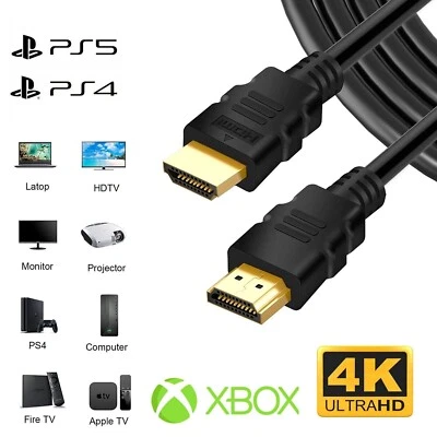 4K HDMI 2.0 Ultra HD High Speed Cable 2160p Gold Plated TV PS4 Sky Xbox Virgin