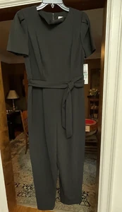 Calvin Klein Jumpsuit Womens Sz 8 Black With Zipper And Waist Belt NWT - Picture 1 of 17
