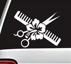 Friseur Schere Hibiskus Auto Fenster Aufkleber Sticker Geschenk A1001 - Bild 1 von 4