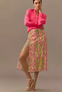 Falda Midi Anthropologie The Lille con ranura lateral de Maeve talla 10 nueva con etiquetas - Imagen 1 de 3