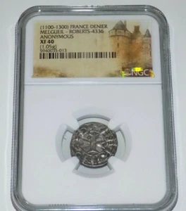 NGC FRANCE 1100-1300 Silver Denier MELGUEIL XF40 French Medieval Graded Coin - Picture 1 of 4