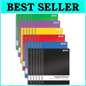 Vibrant 24-Pack College Ruled Spiral Notebooks - 70 Sheets, Easy Organization - Picture 1 of 8