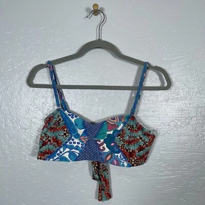 Top de bikini reversible de cachemira floral azul rojo blanco XL Maaji para mujer Foto 1 de 4