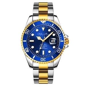 Reloj para hombre Charles WIlliam azul plateado dorado exhibición de fecha diseñador opciones de regalo - Imagen 1 de 4