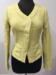 Esprit Designer Fashion Vintage Retro Style Yellow Frayed Fringe Cotton Jacket 8 - Picture 1 of 8
