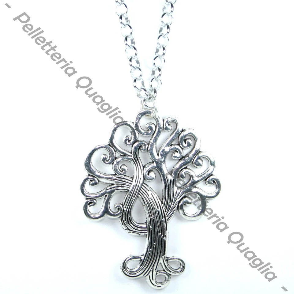 Collana Catena Regolabile Ciondolo Argento Tibetano Albero Vita Portafortuna - Immagine 1 di 1