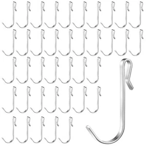 40 Pcs J Hook for Wire Shelving Hooks Stainless Steel Hanger Clip on Metal Wi... - Picture 1 of 7