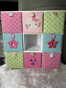 2006 Sanrio HELLO KITTY TRINKET JEWELRY BOX 8 Quilted Drawers 9.5” Wood - Picture 1 of 8