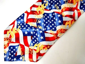 Vtg RM Sport Mens Necktie Tie 1996 Atlanta Summer Olympics USA Flag Novelty 57" - Picture 1 of 4