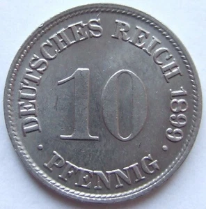 Münze Deutsches Reich Kaiserreich 10 Pfennig 1899 G in Vorzüglich / Stempelglanz - Bild 1 von 2