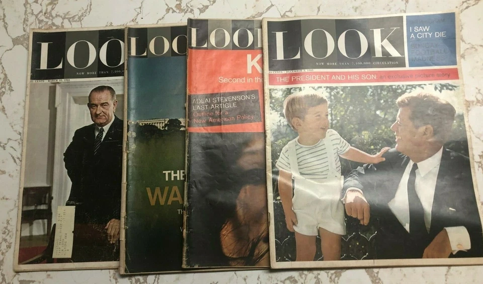 4 Vintage 1960's Look Magazines-Old Advertisements, JFK Kenedy's AWESOME!! - Image 1 of 4