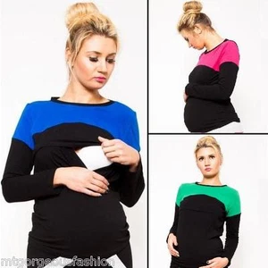 Maternity Nursing Breastfeeding Cotton Womens Top Blouse Shirt 8 10 12 14 - Picture 1 of 7