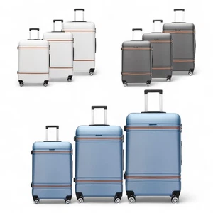 Hardshell Cabin Suitcase Set Robust ABS Lightweight Luggage Holiday Bag - Picture 1 of 37